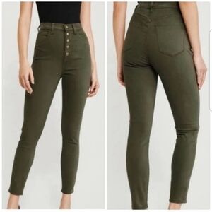Abercrombie and fitch ultra high rise super skinny ankle pant in green 28/6L